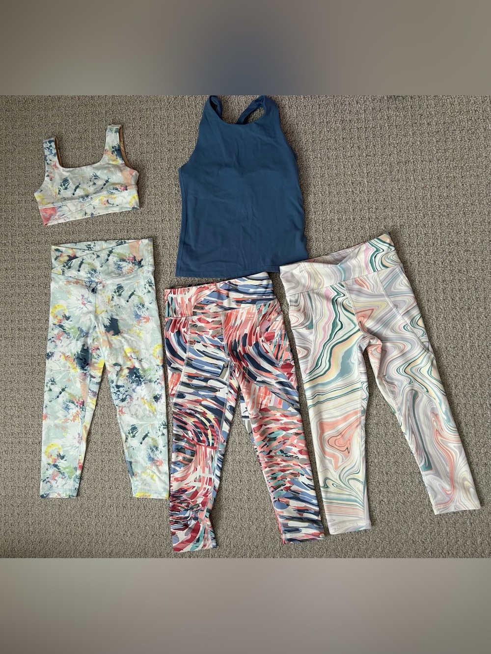 Old Navy Athleta Activewear Set Girls Pattern Leggings Pants Tops Tank Sz XS 5/6